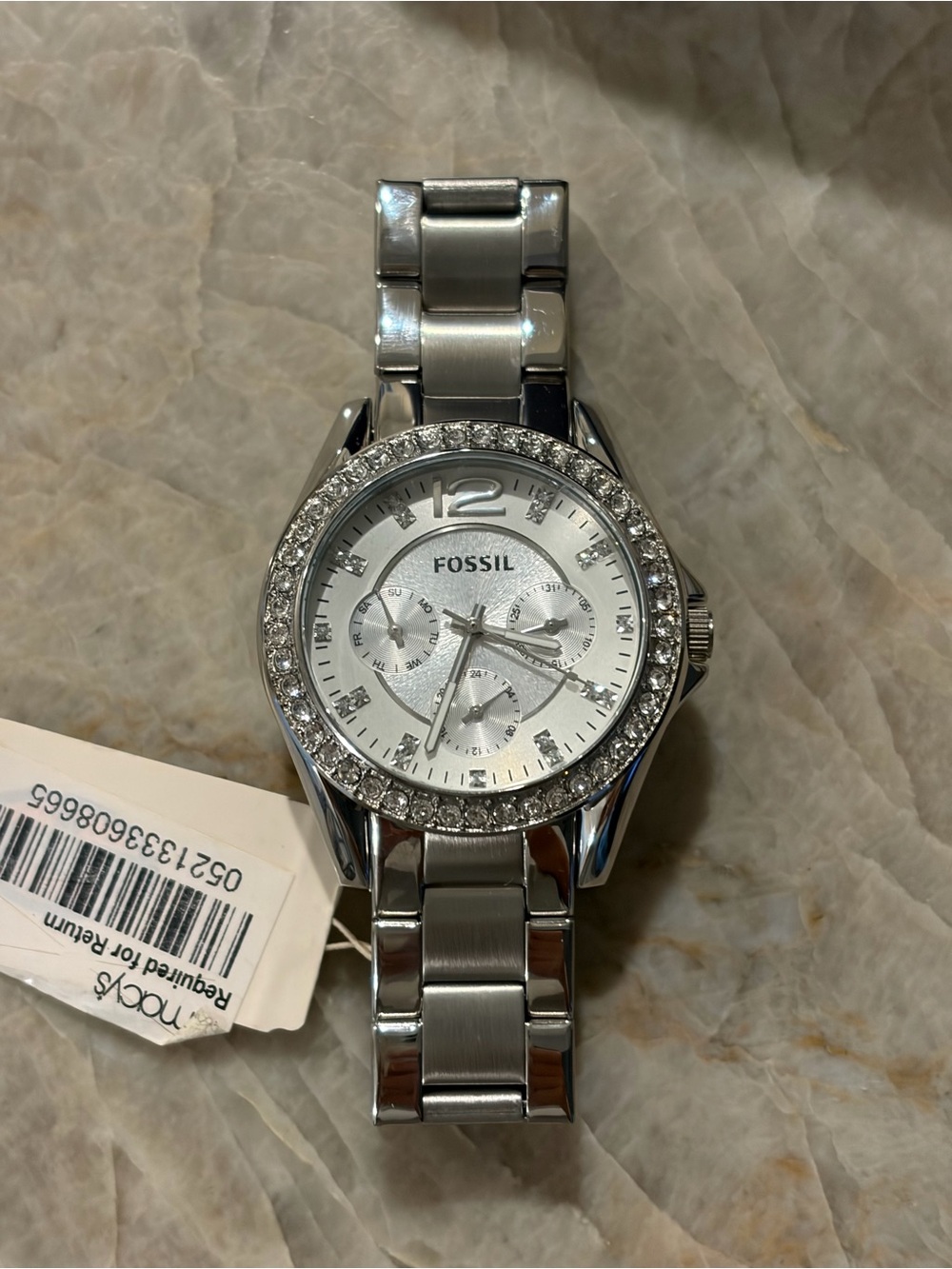 NEVER WORN - Silver Crystal Women's Stainless Steel Watch - NEEDS NEW BATTERY